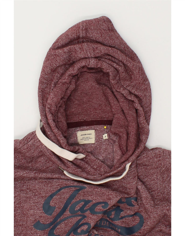 JACK & JONES Mens Graphic Hoodie Jumper Medium Burgundy Vintage Jack & Jones and Second-Hand Jack & Jones from Messina Hembry 