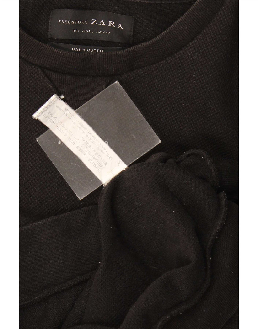 Zara Herre Sweatshirt Jumper Stor Sort Bomuld