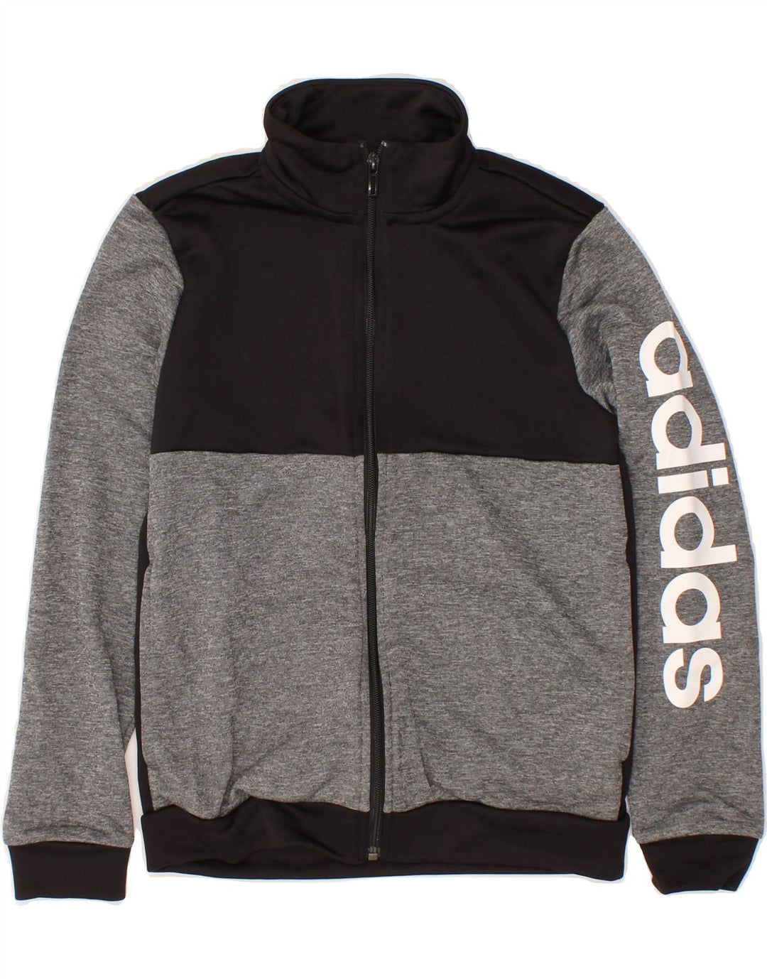 ADIDAS Boys Graphic Tracksuit Top Jacket 11-12 Years Black Colourblock Vintage Adidas and Second-Hand Adidas from Messina Hembry 