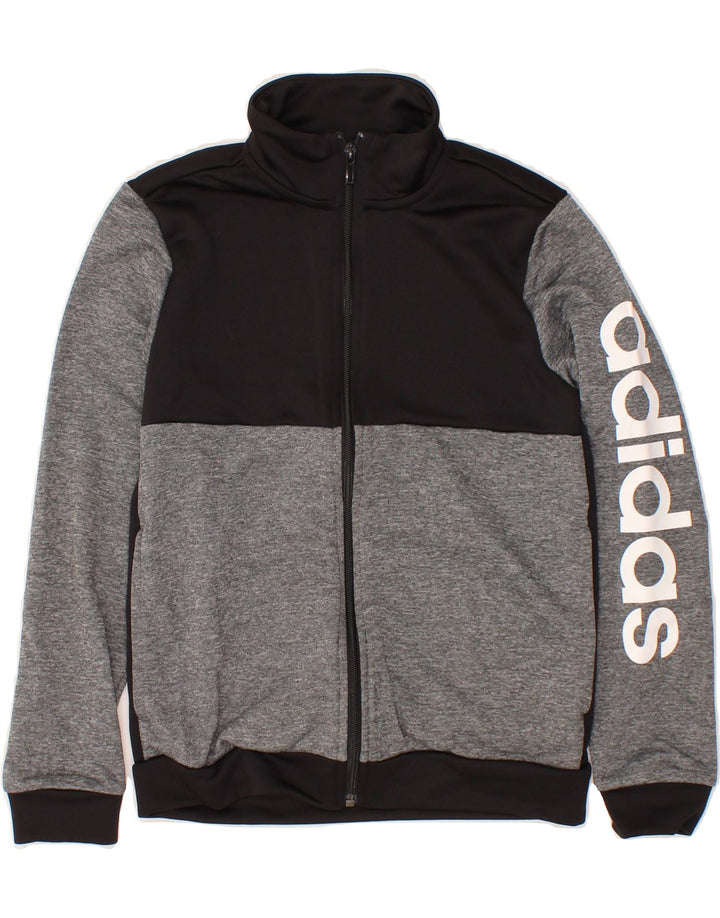 ADIDAS Boys Graphic Tracksuit Top Jacket 11-12 Years Black Colourblock Vintage Adidas and Second-Hand Adidas from Messina Hembry 