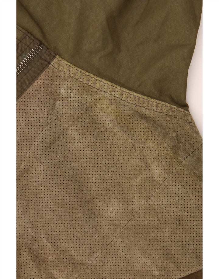 LA MATTA Herre ruskindsjakke UK 40 Large Khaki Colourblock Læder
