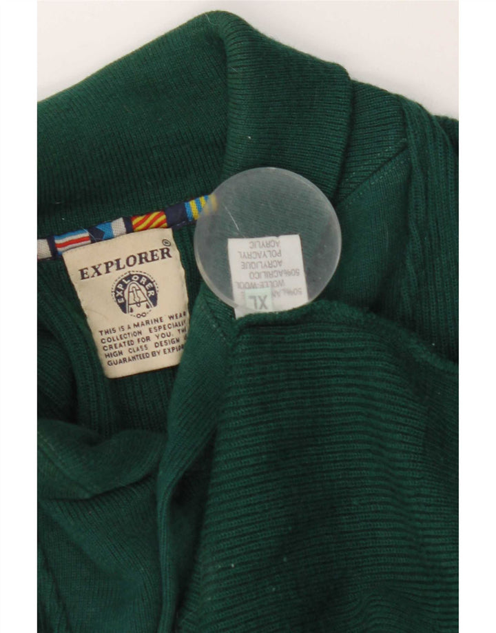 Explorer Herre Shawl Neck Jumper Sweater XL Grøn Uld