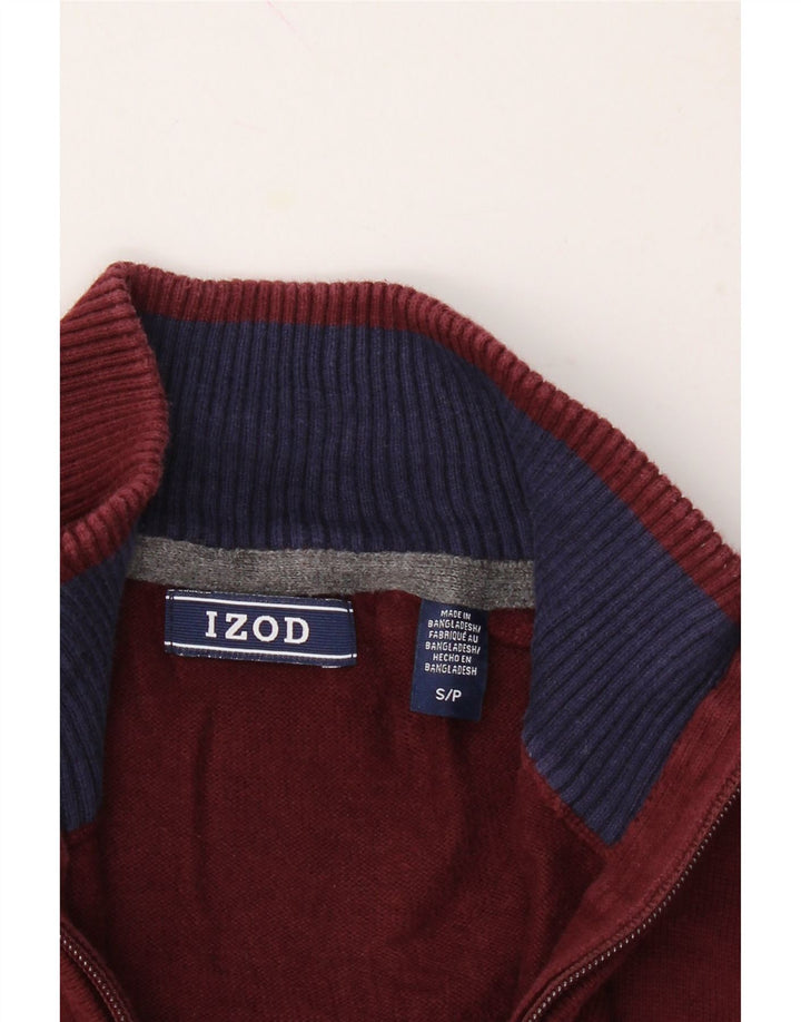 IZOD Mens Zip Neck Jumper Sweater Small Maroon Cotton Vintage Izod and Second-Hand Izod from Messina Hembry 