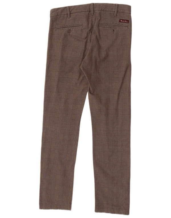 Marlboro Classics Mens Straight Chino Trousers W33 L34 Grey Check Cotton