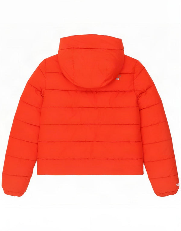 Superdry Womens Hooded Padded Jacket UK 6 XS Red Polyester