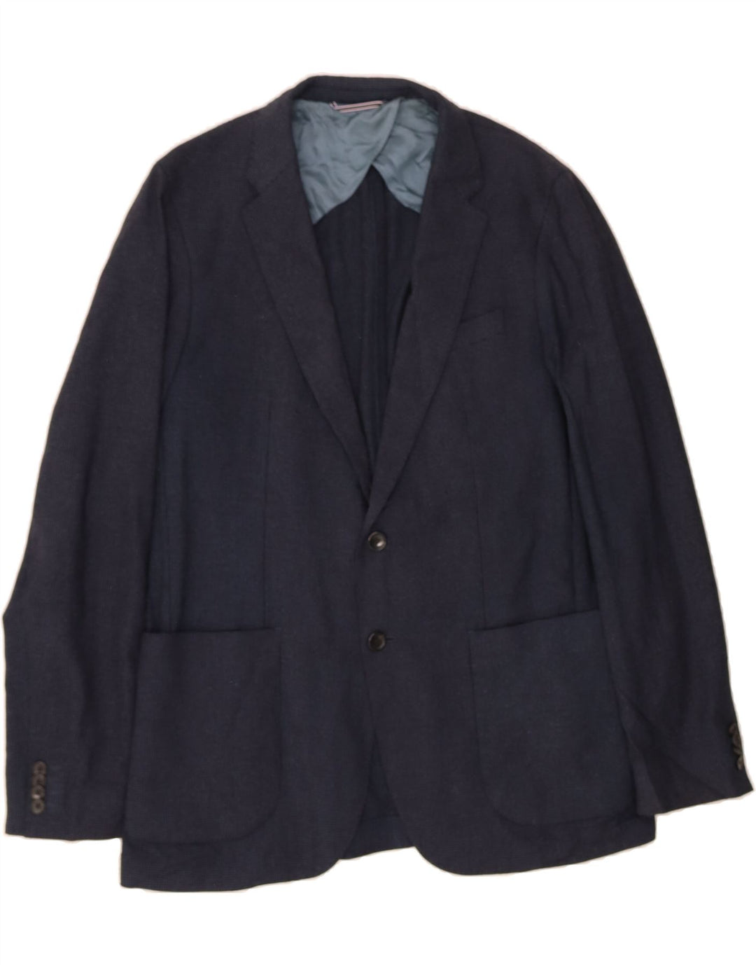 TOMMY HILFIGER Mens Blazer Jacket IT 50 Large Navy Blue Houndstooth Vintage Tommy Hilfiger and Second-Hand Tommy Hilfiger from Messina Hembry 