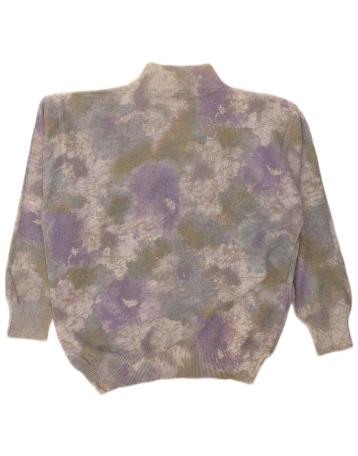 Vintage Dame Turtle Neck Jumper Sweater UK 14 Stor flerfarvet Tie Dye