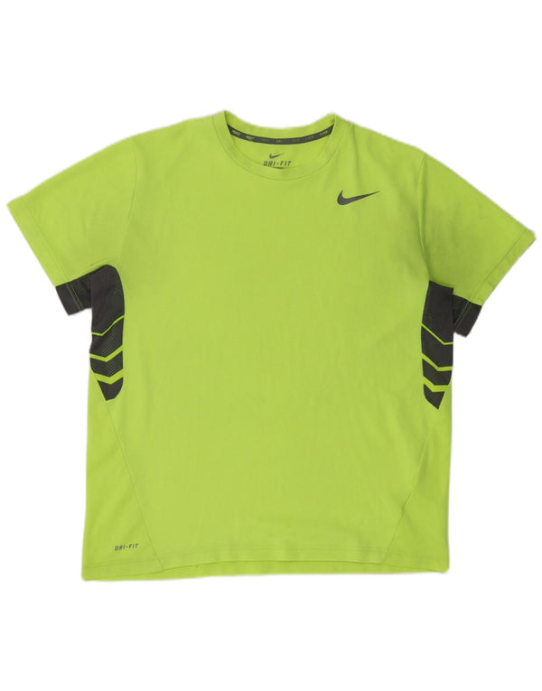 Nike Herre Dri Fit T-shirt Top XL Grøn Colourblock Polyester