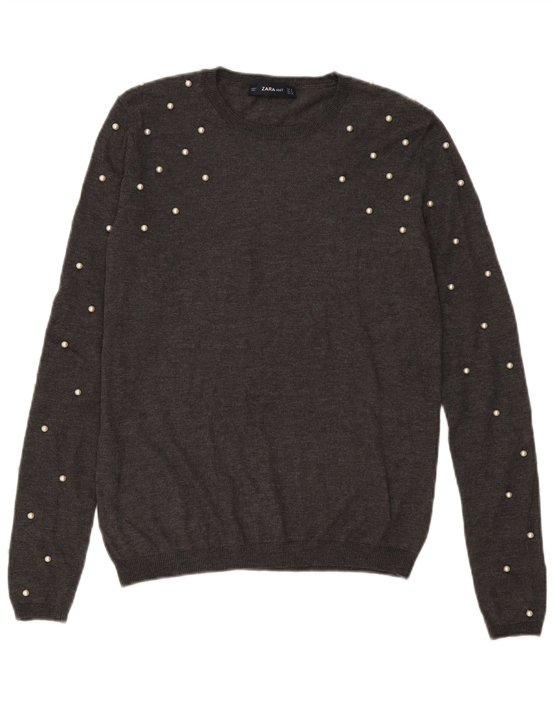 Zara Dame Jumper Sweater UK 10 Small Grey Modal