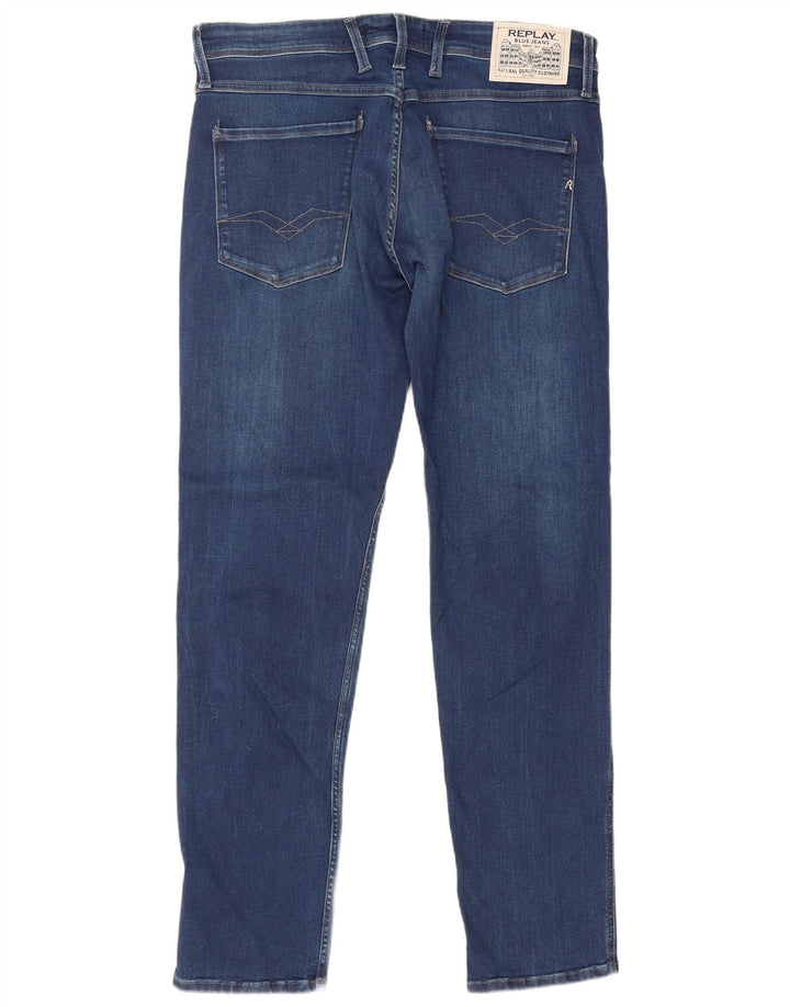 Replay Herre Slim Jeans W36 L32 Marineblå Bomuld