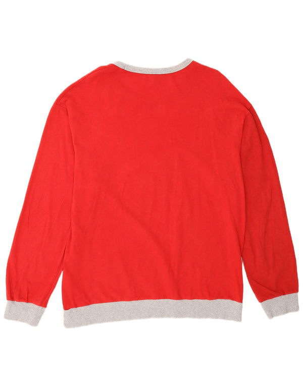 Benetton Dame Disney Grafisk Top Langærmet UK 18 XL Rød Colourblock