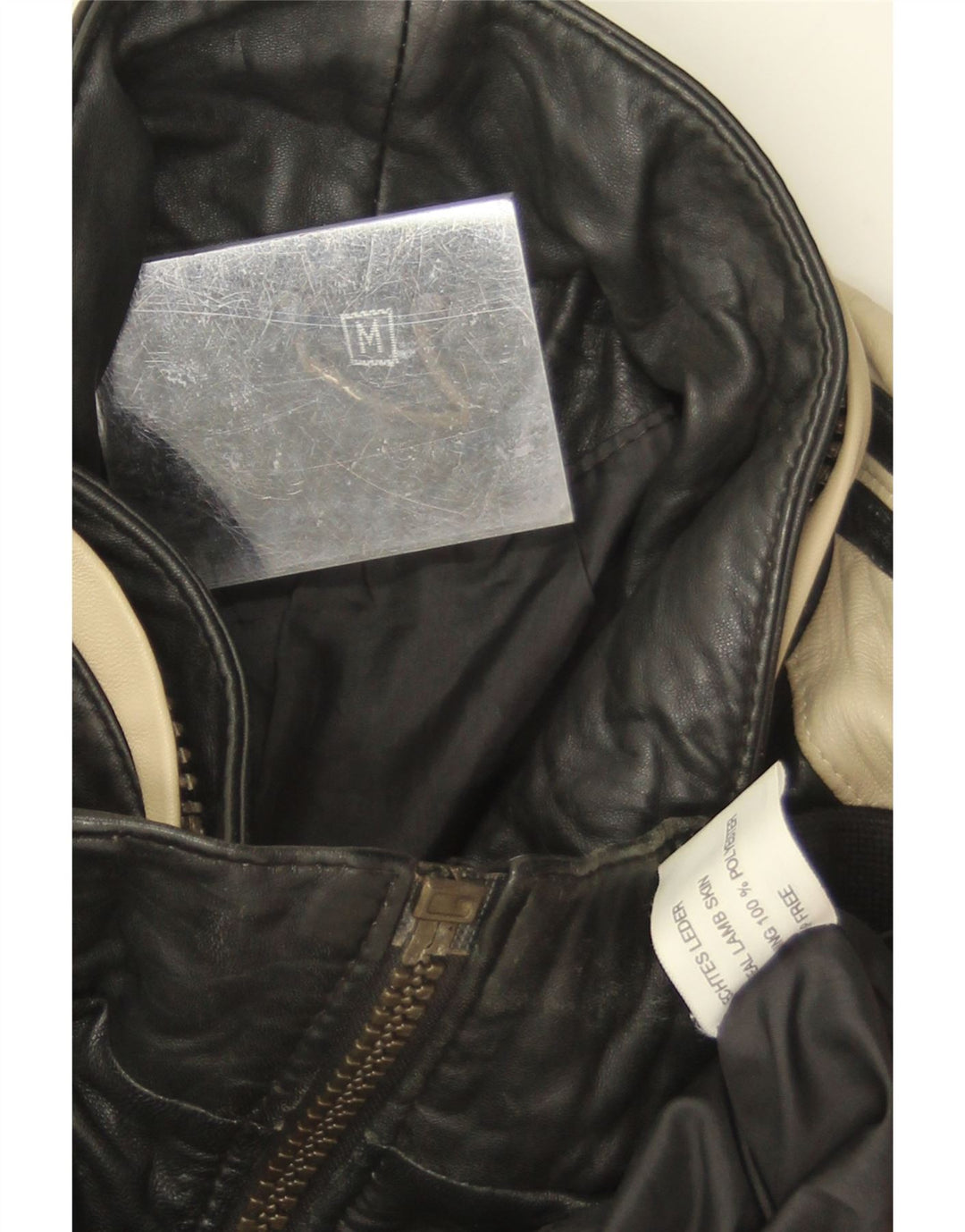 Vintage herre læderjakke UK 38 Medium Black Colourblock Lammeskind