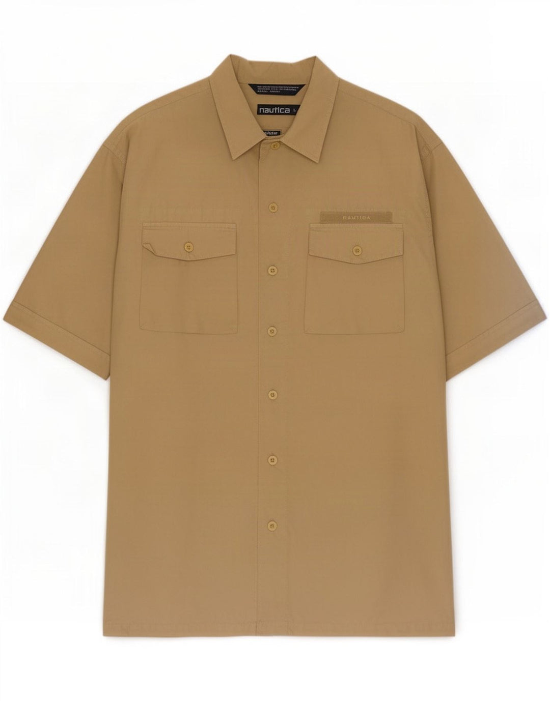 Nautica Kortærmet Herreskjorte Stor Beige Bomuld