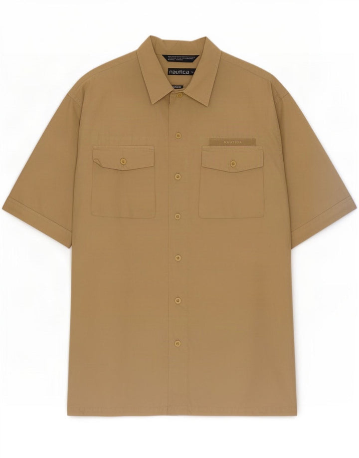 Nautica Kortærmet Herreskjorte Stor Beige Bomuld