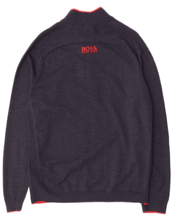 HUGO BOSS Sweater med lynlås til mænd mellem marineblå polyester