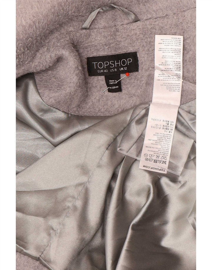 Topshop Dame Oversized Overfrakke UK 12 Medium Grå Polyester