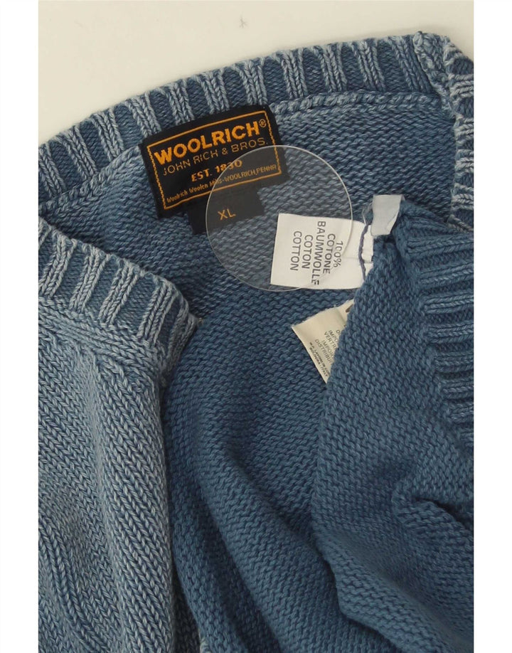 Woolrich Herre grafisk rund hals sweater XL blå bomuld