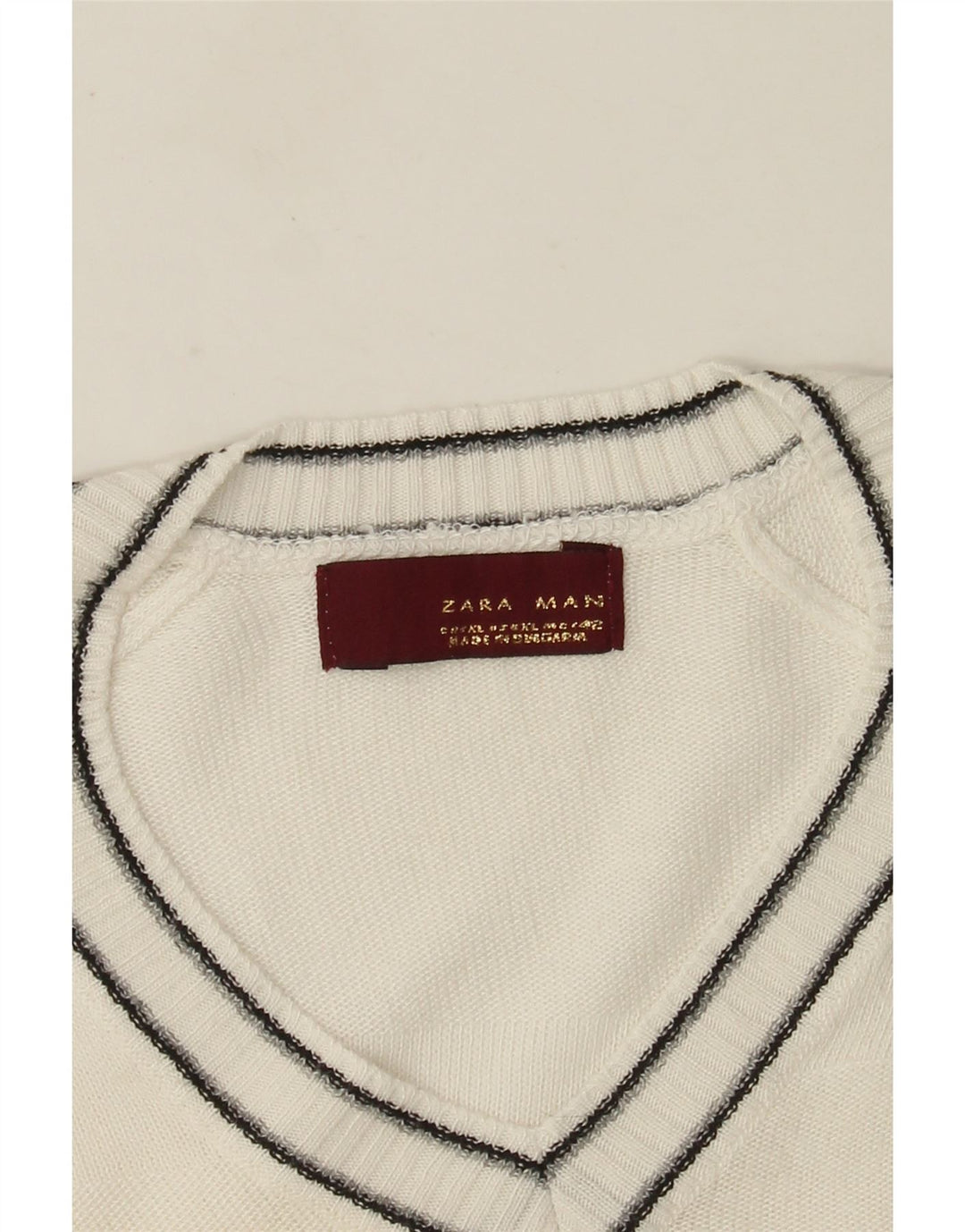 Zara Herre V-hals sweater XL Hvid