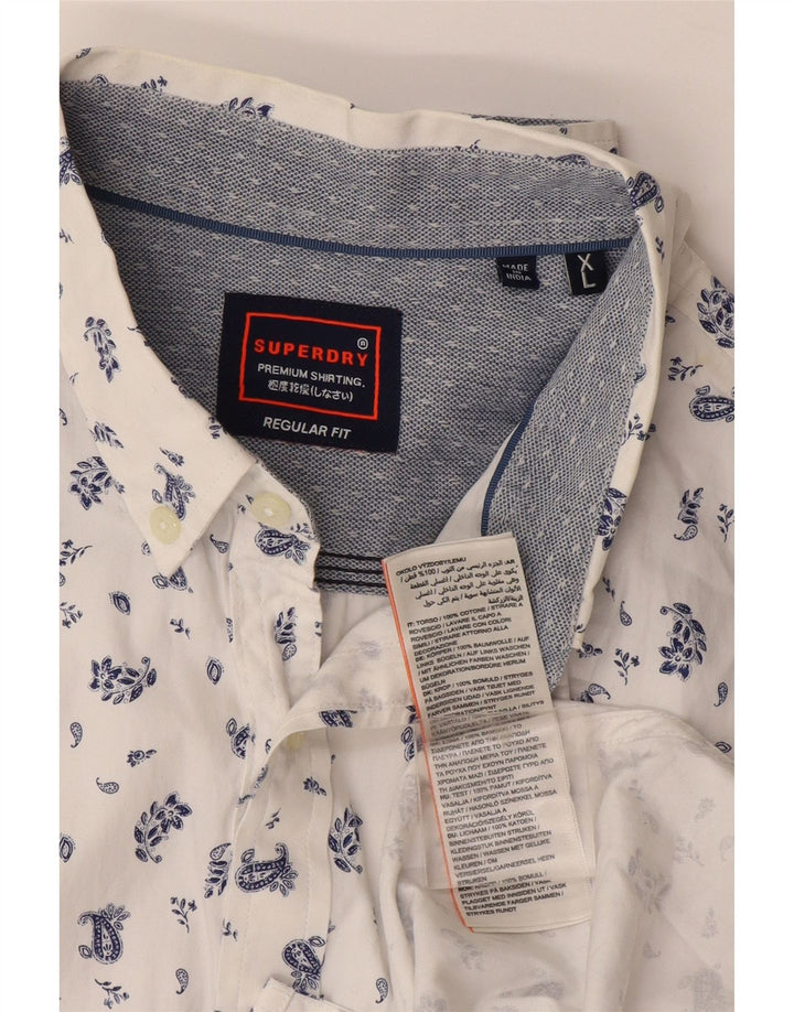 Superdry Herre Regular Fit skjorte XL Hvid blomstret bomuld