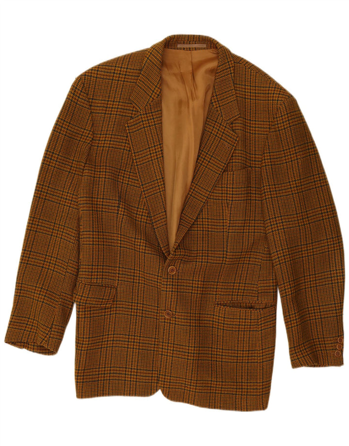 Vintage herre 2-knaps blazerjakke UK 40 Large Brown Houndstooth lammeuld