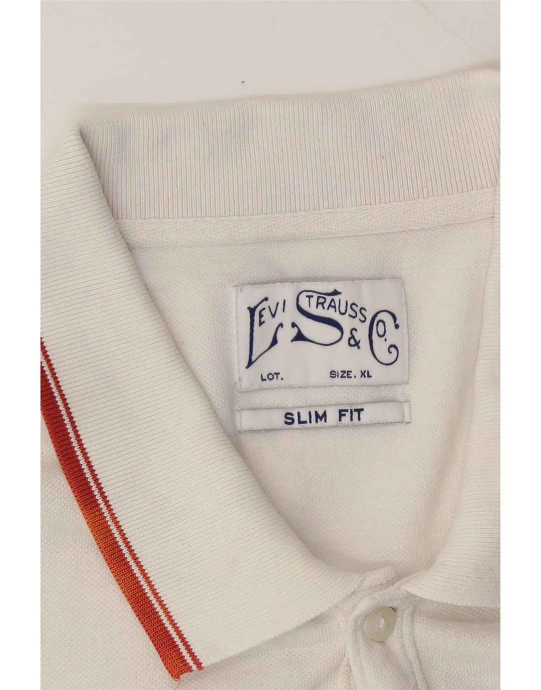 LEVI'S Mens Slim Fit Polo Shirt XL White Vintage Levi's and Second-Hand Levi's from Messina Hembry 