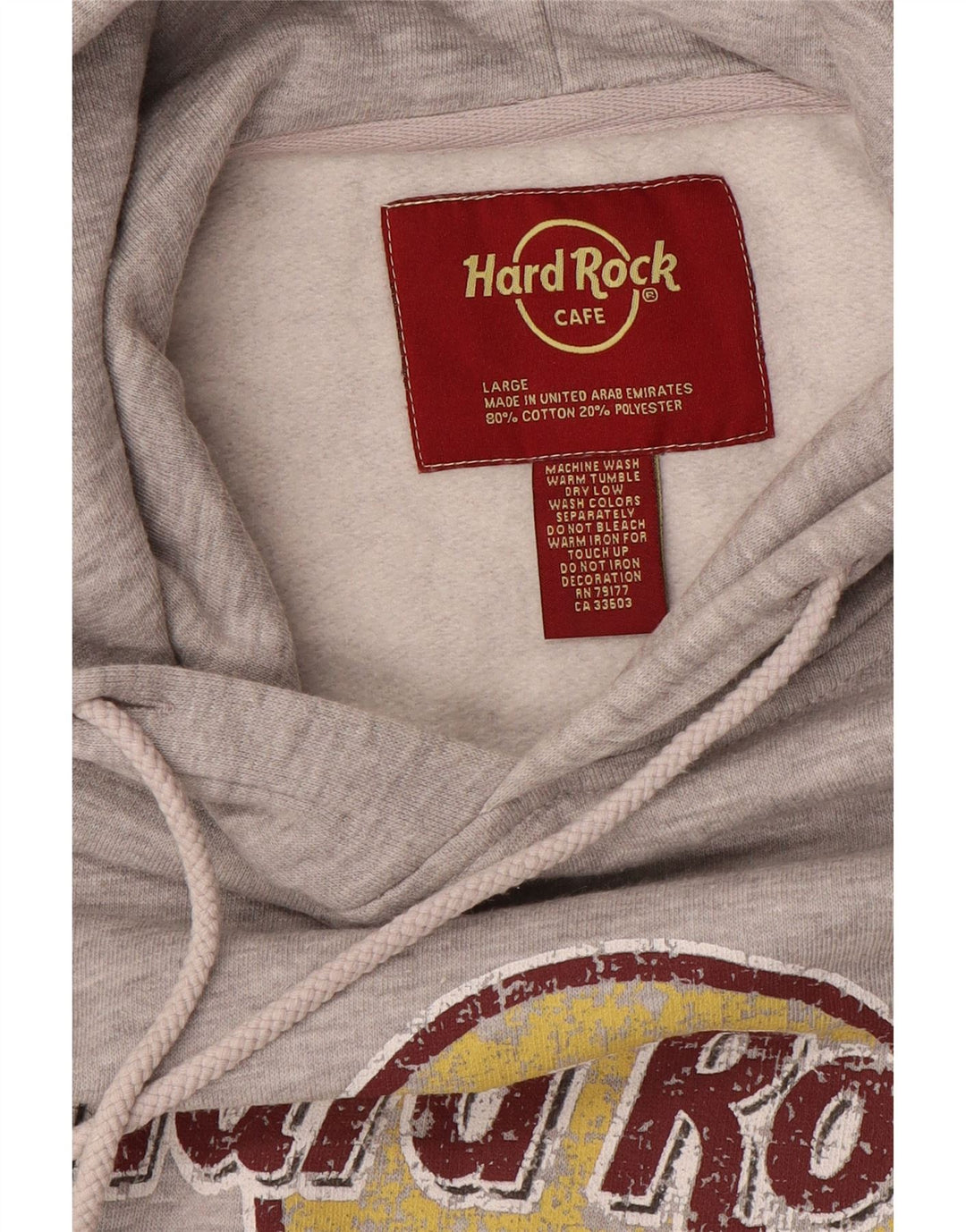 Hard Rock Cafe Herre Amsterdam Grafisk Hættetrøje Jumper Stor Grå Polyester