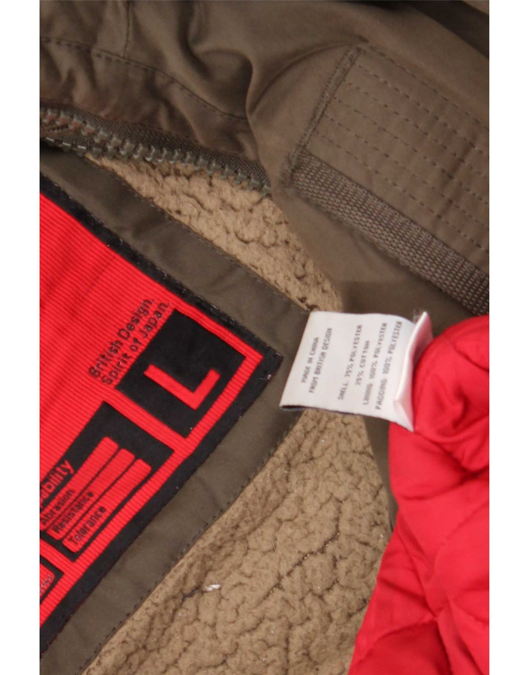 Superdry Windbreaker-jakke med hætte til kvinder UK 16 Stor Khaki Polyester
