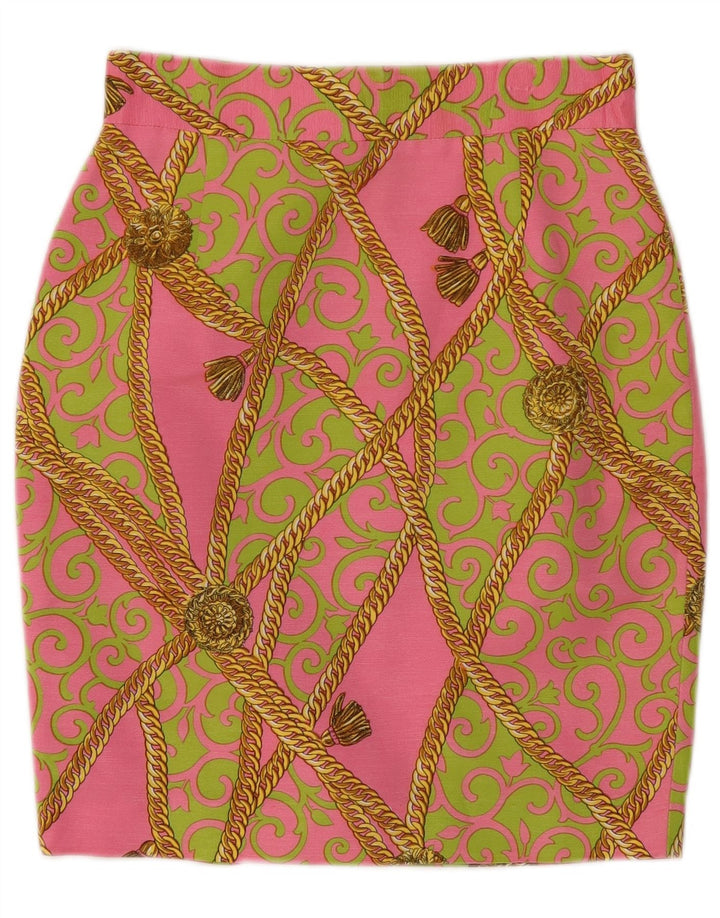 Vintage Kvinders grafisk 2-delt nederdelsæt IT 44 Medium W28 Pink Paisley