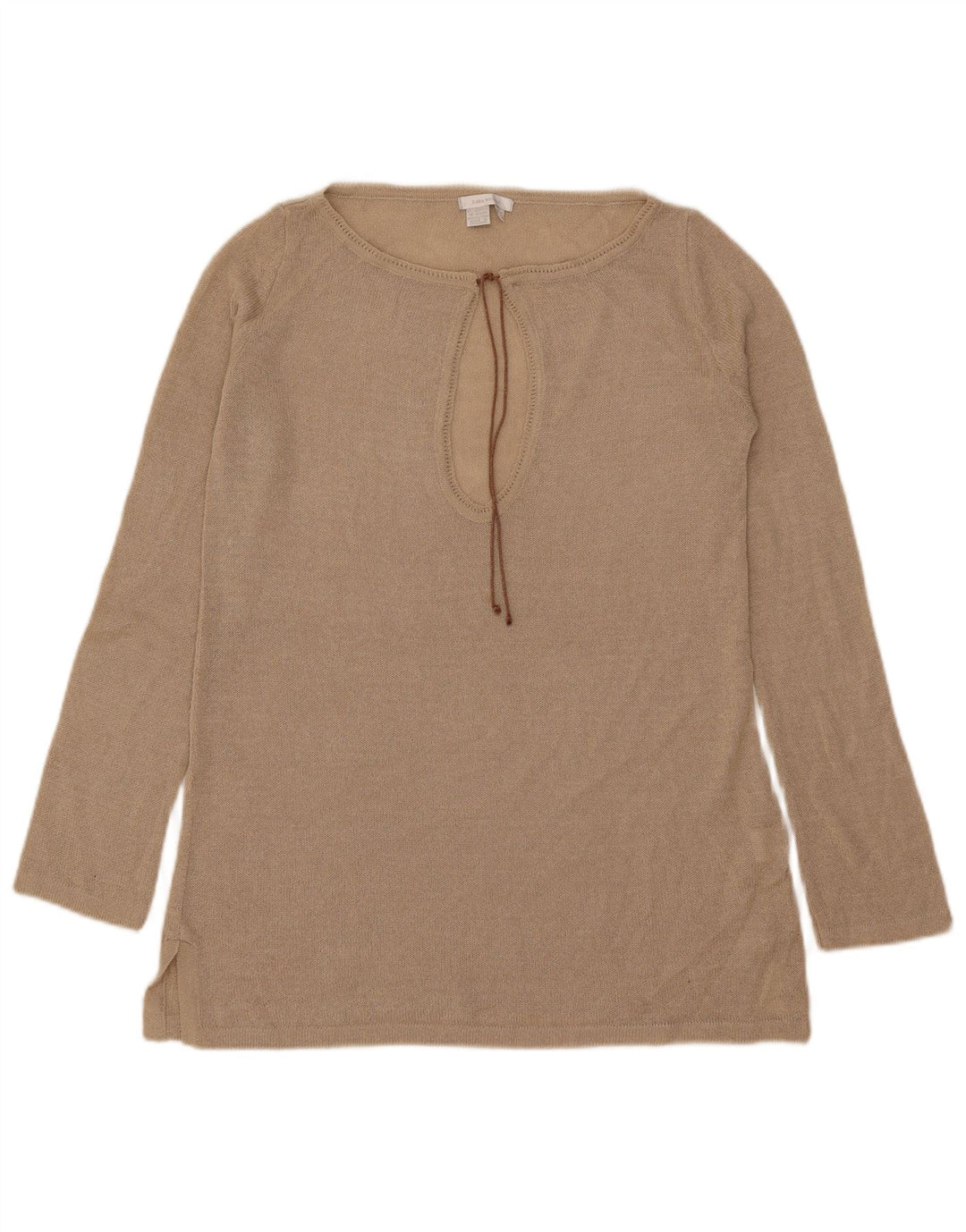 Zara Dame Top Langærmet UK 14 Medium Beige Akryl