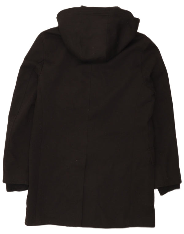 Zara Herre Hooded Parka Jacket UK 38 Medium Black Polyester