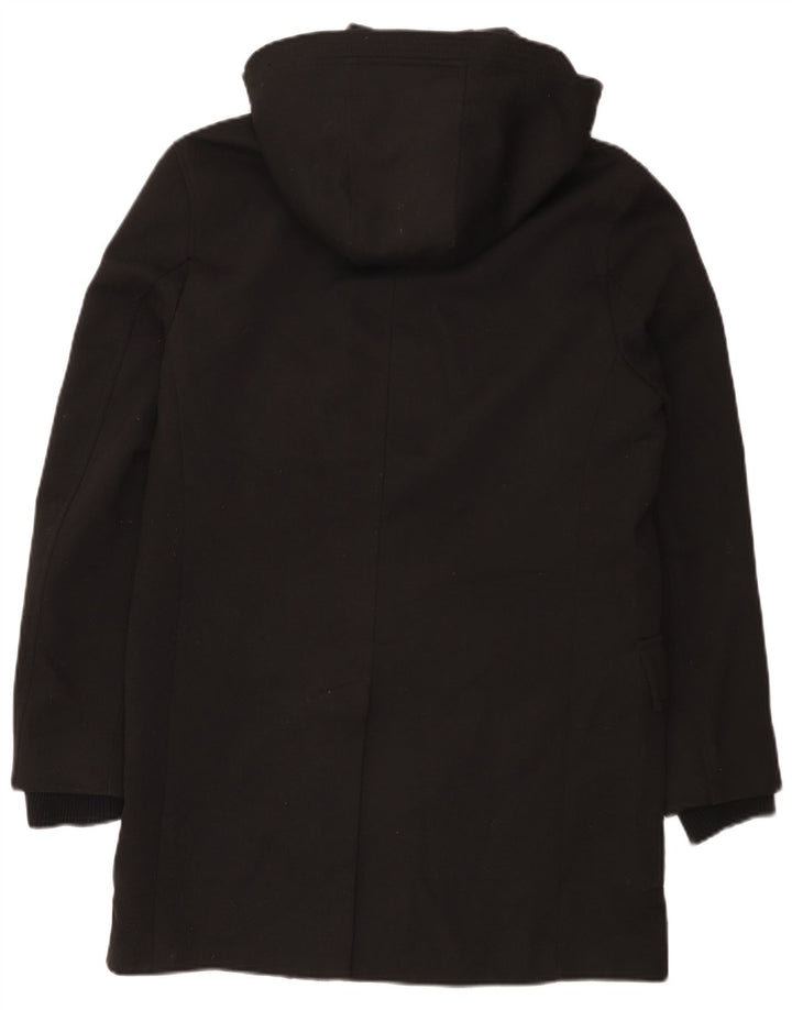 Zara Herre Hooded Parka Jacket UK 38 Medium Black Polyester
