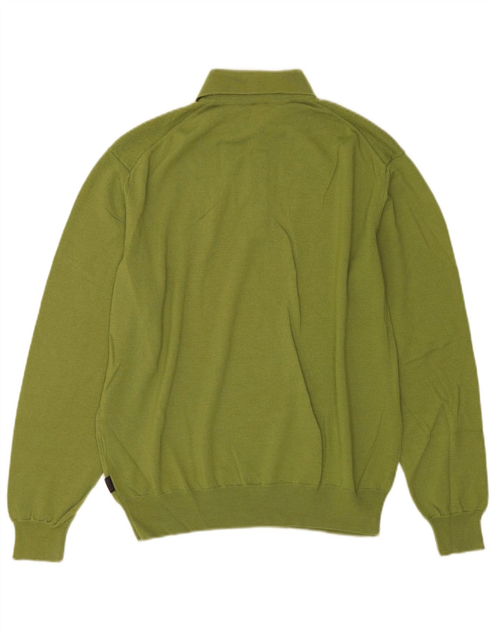 Hugo Boss Herre Polo Neck Jumper Sweater Medium Green Virgin Wool