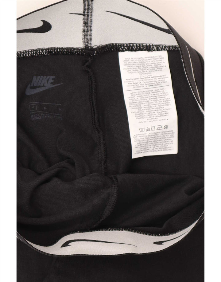 Nike Dame Grafiske Leggings UK 12 Medium Sort Bomuld