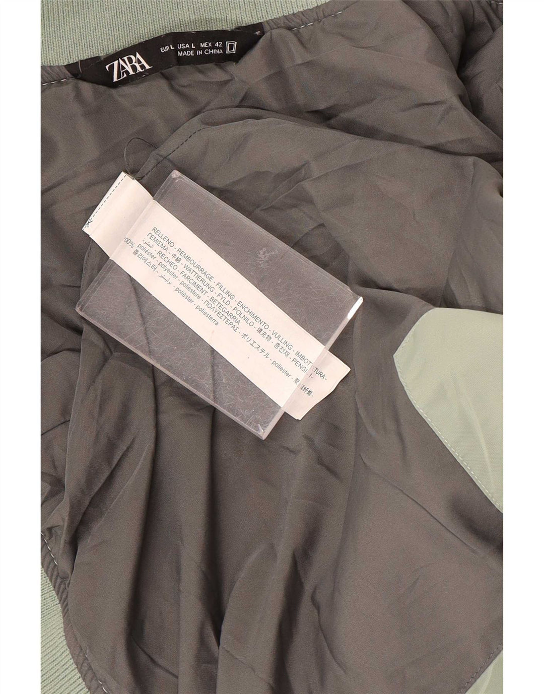Zara Polstret Herrejakke UK 40 Stor Grøn Polyester