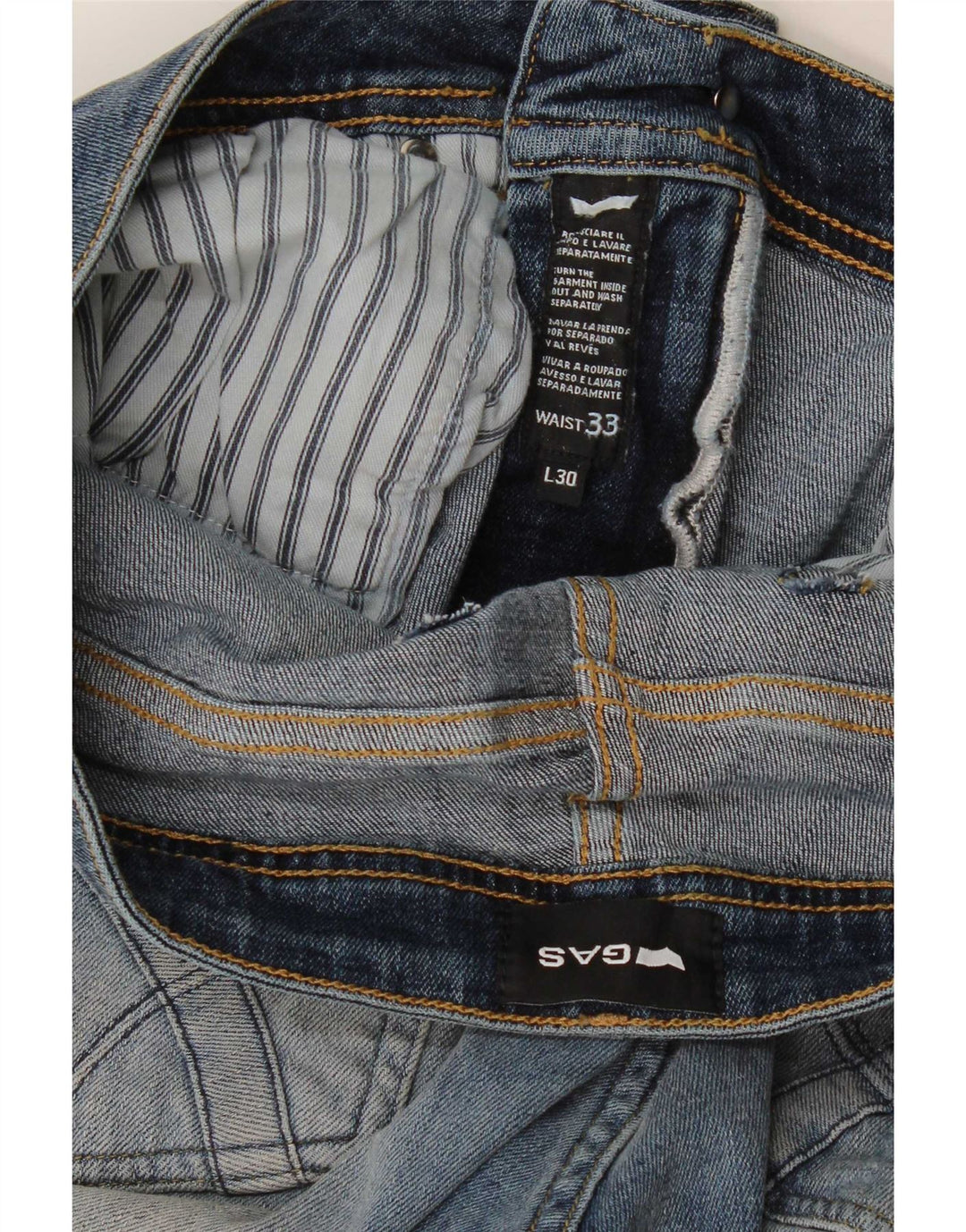 Gas Distressed Slim Jeans til mænd W33 L30 Blå
