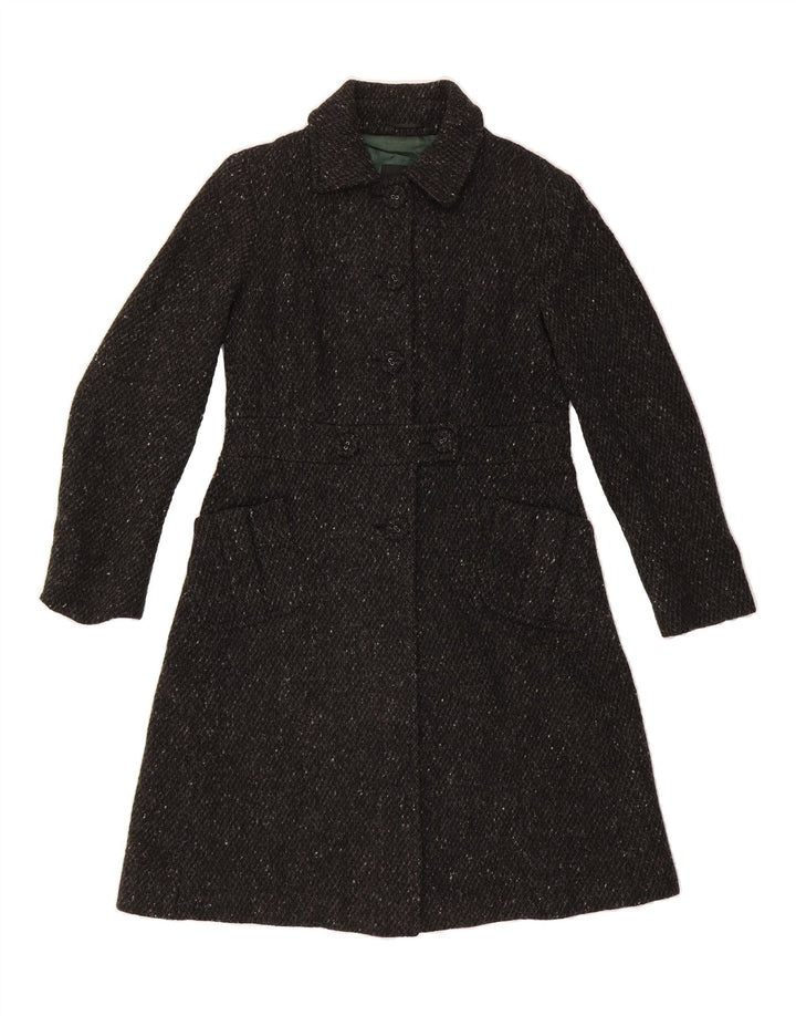 MAX MARA Womens Overcoat UK 12 Medium Black Flecked Wool Classic Vintage Max Mara and Second-Hand Max Mara from Messina Hembry 