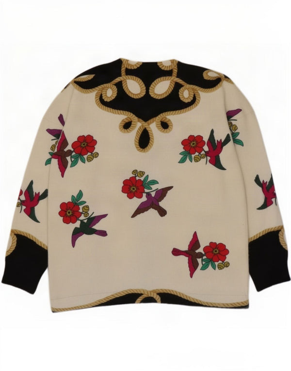 Vintage Womens Crew Neck Jumper Sweater UK 10 Small Multicolored Floral