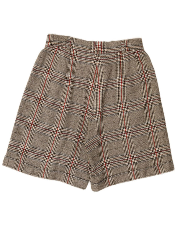 Vintage kvinders højtaljede fritidsshorts EU 42 Large W32 Grå plaid