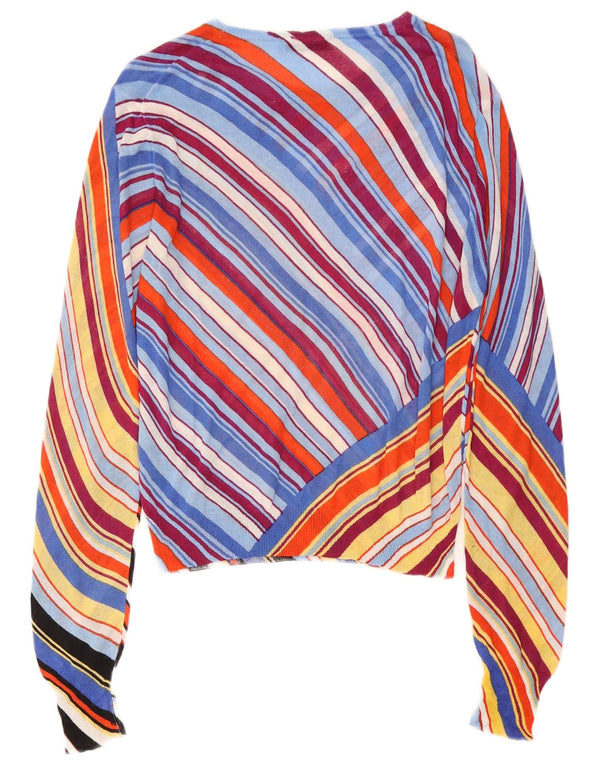 Zara Dame Boat Neck Jumper Sweater UK 12 Medium Flerfarvet Stribet