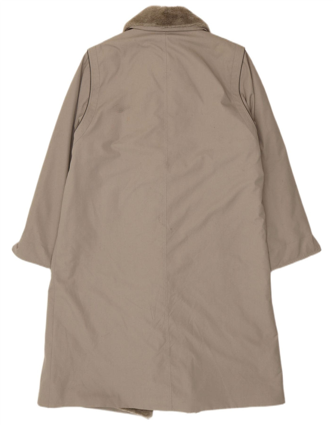 Vintage Dame Sherpa Overfrakke UK 16 Large Grå Polyester