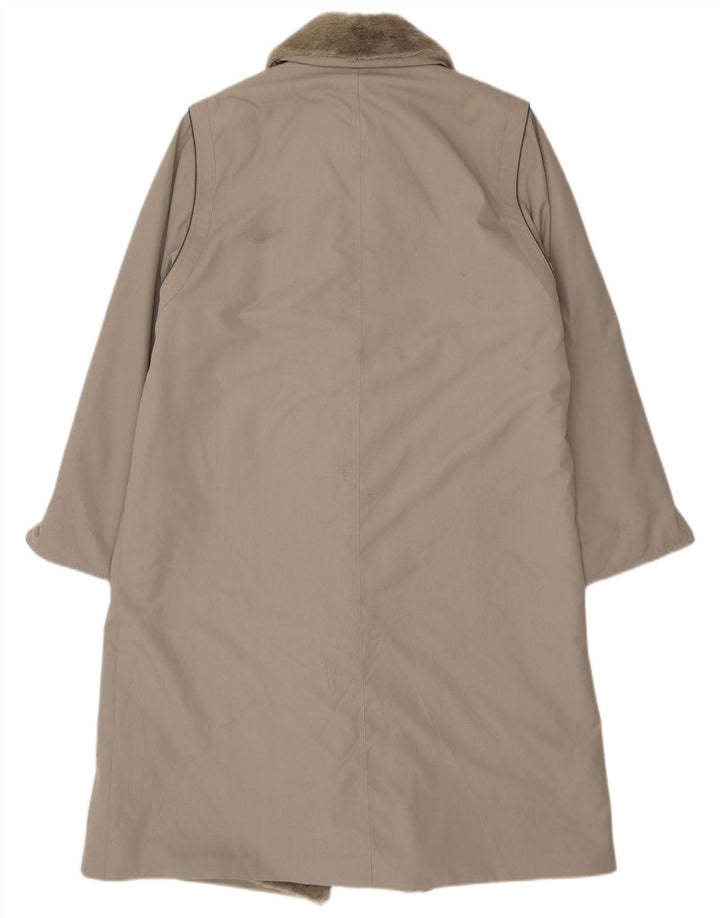 Vintage Dame Sherpa Overfrakke UK 16 Large Grå Polyester
