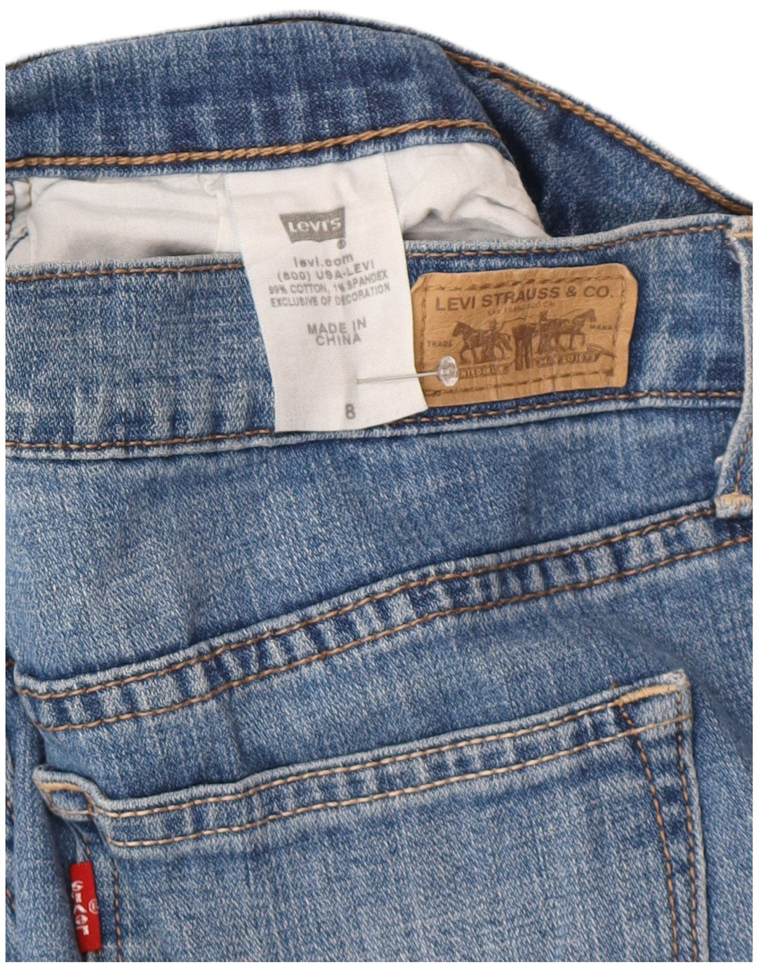 LEVI'S Dame Højtaljede Capri Jeans US 8 Medium W23 L22 Blå Bomuld
