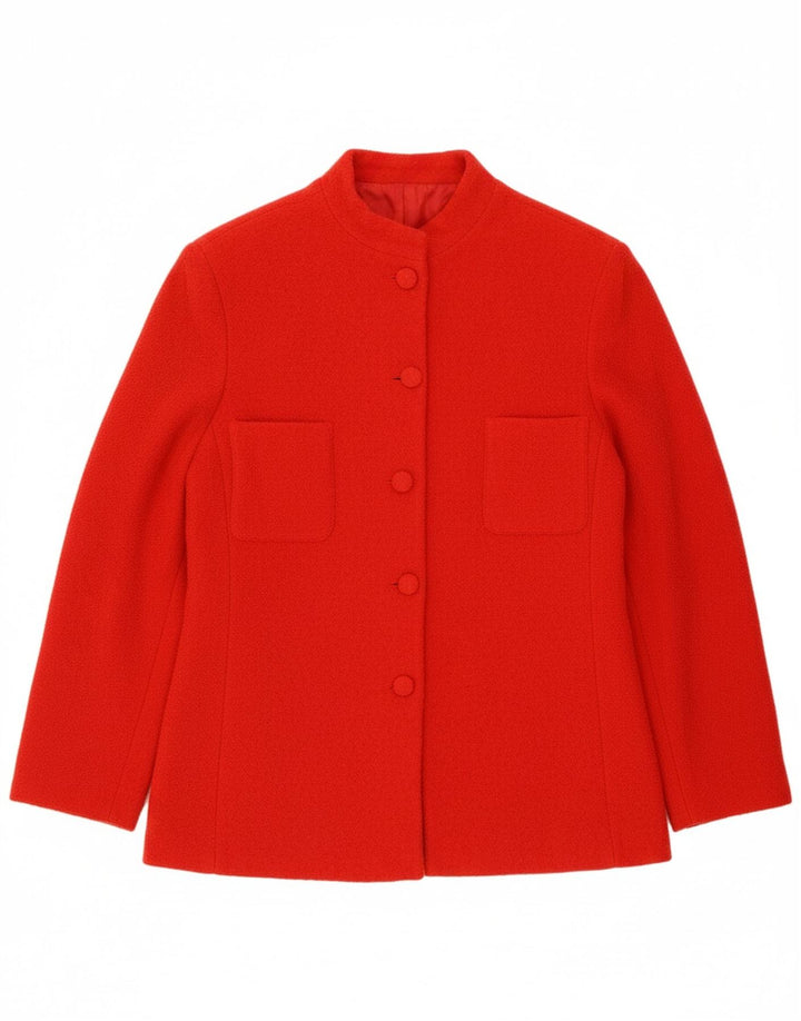 VINTAGE Womens 5 Button Blazer Jacket UK 14 Large Red Wool