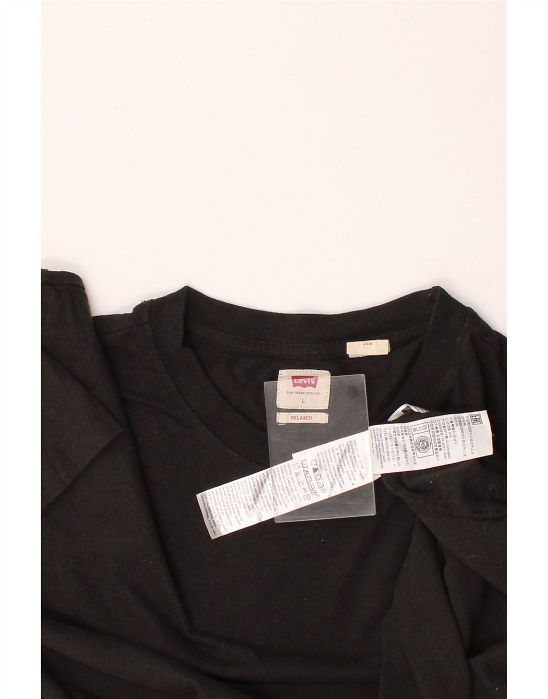 LEVI'S Mens Relaxed T-Shirt Top Large Black Cotton Vintage Levi's and Second-Hand Levi's from Messina Hembry 