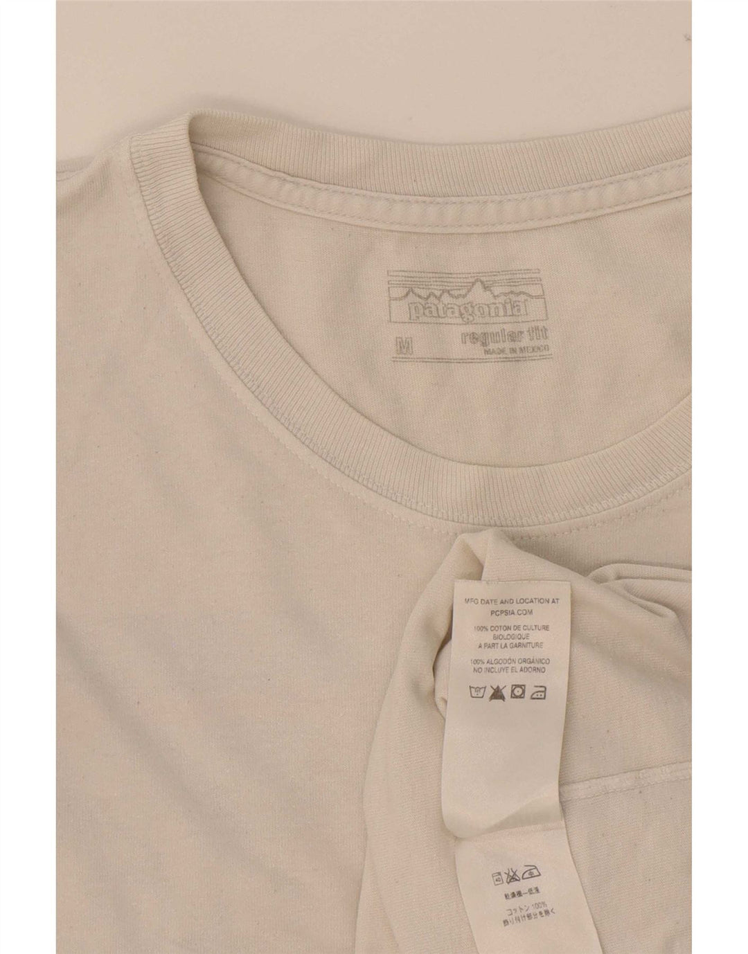 Patagonia Herre Regular Fit Grafisk T-shirt Top Medium Hvid Bomuld