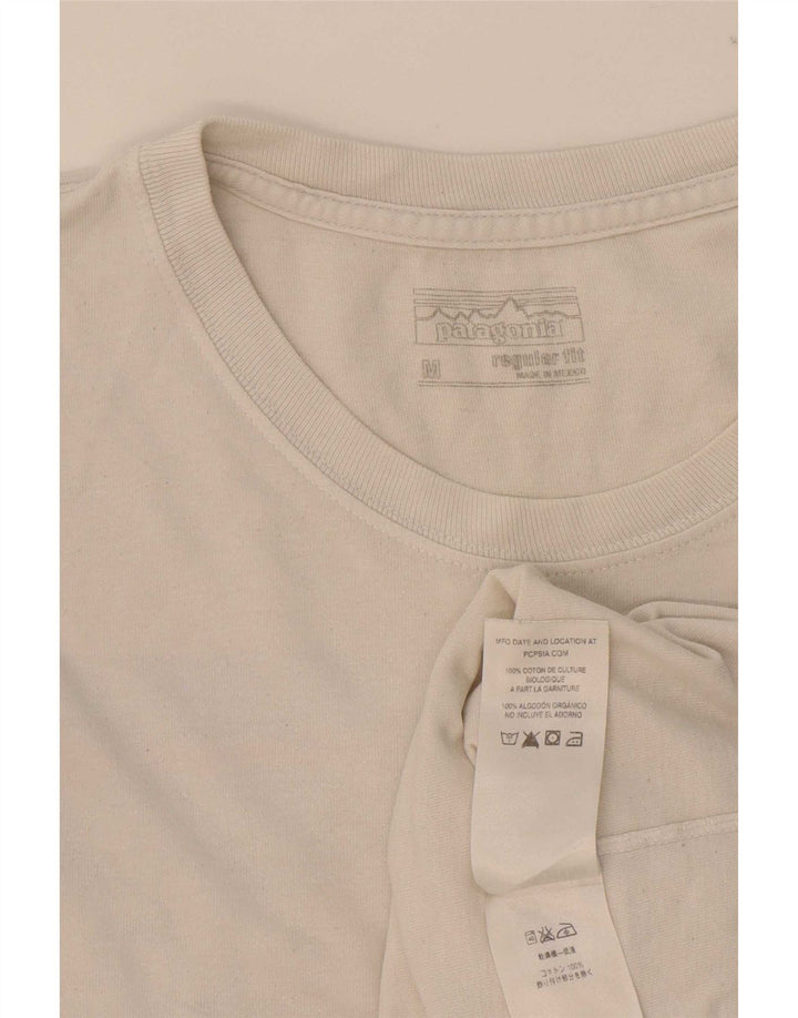 Patagonia Herre Regular Fit Grafisk T-shirt Top Medium Hvid Bomuld