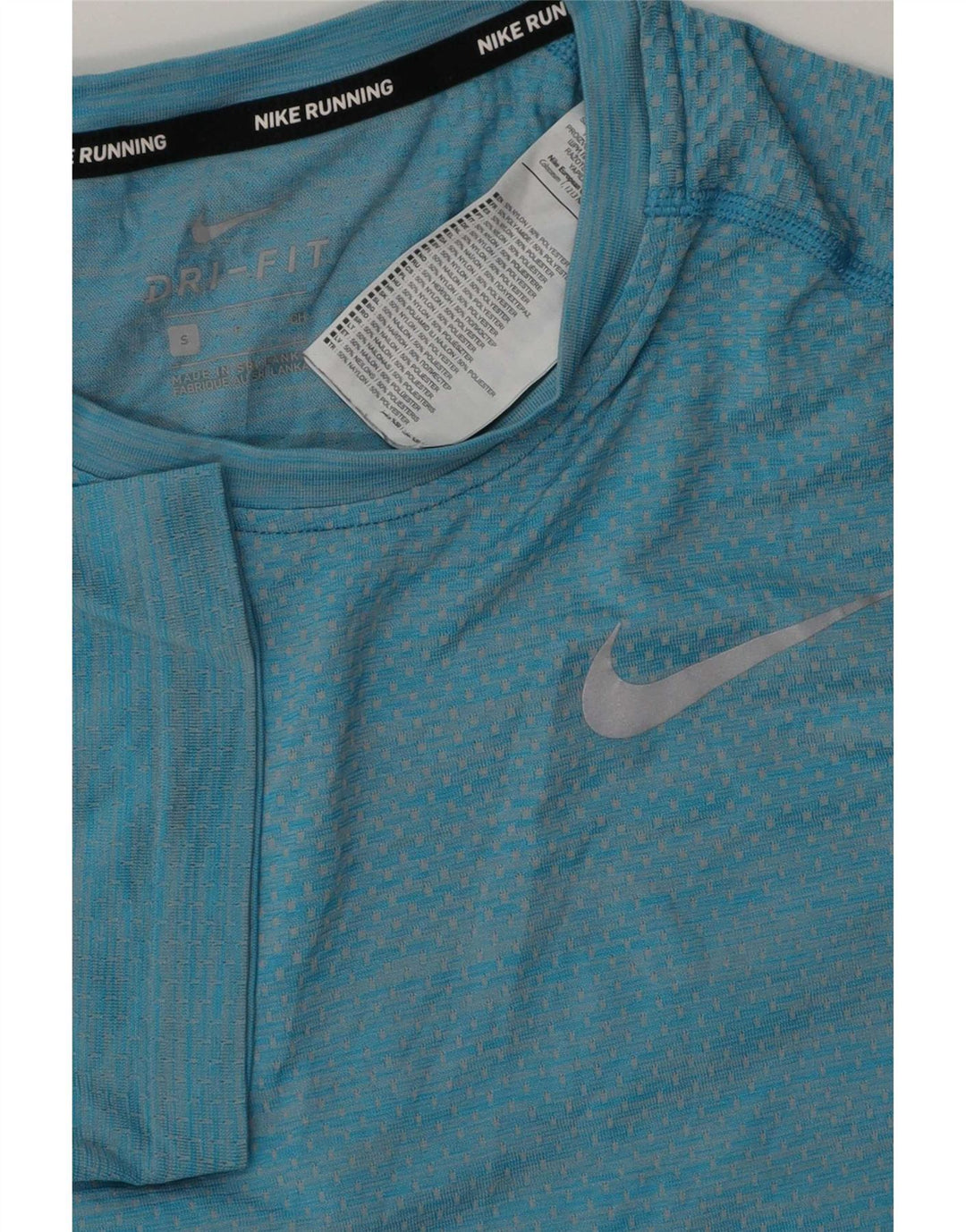 Nike Herre Dri Fit T-Shirt Top Lille Blå Nålestribet Nylon