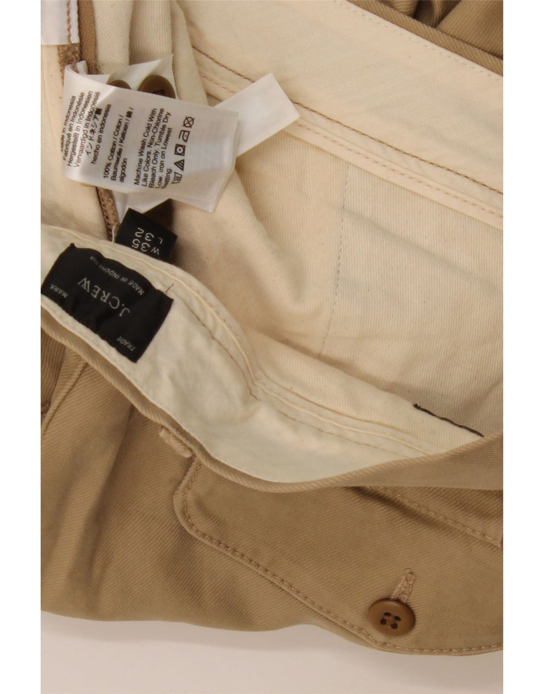 J. CREW Herre Tapered Chino Bukser W35 L32 Beige Bomuld