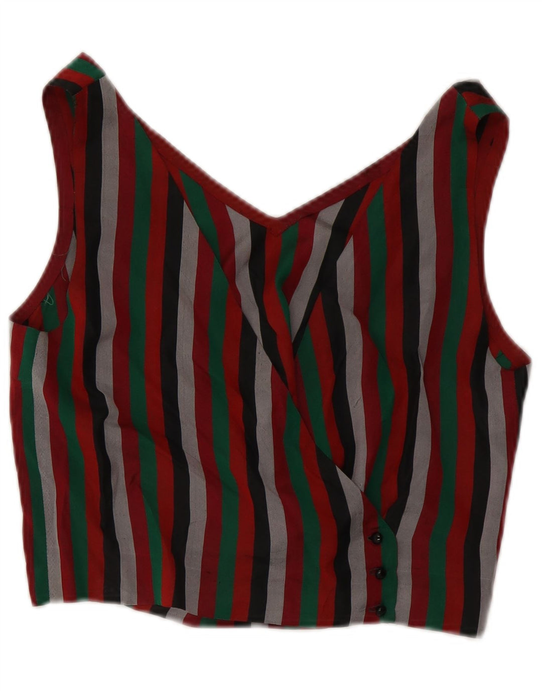 VINTAGE Womens Crop Shirt Bluse UK 12 Medium Flerfarvet Stribet