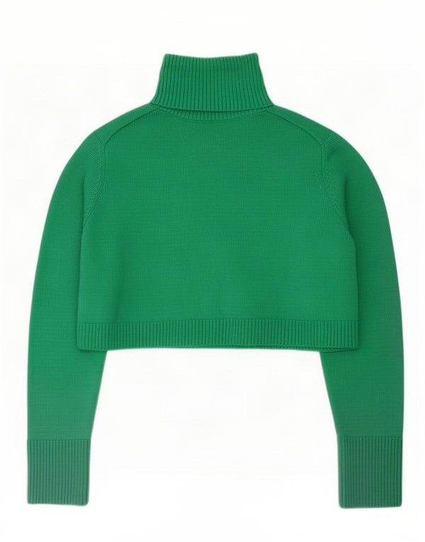 Zara Womens Crop Oversized rullehals sweater UK 10 Small Green